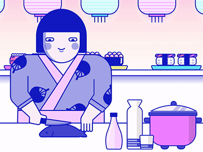 Sushi Gal aftereffects animation design illustration sushi vector
