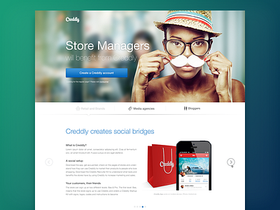 Business Landing Page creddly interface landing page social ui ux web
