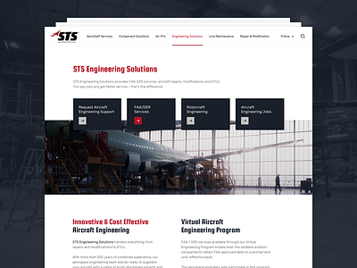 STS Aviation Group Website aviation design engineering minimal page product recruiting services solutions typography ui