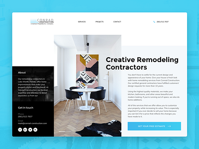 Conrad Construction blue bold construction modern ui design website