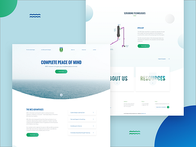 Redesign Marine Exhaust Systems blue bubbles clean green homepage landing page ui design user interface