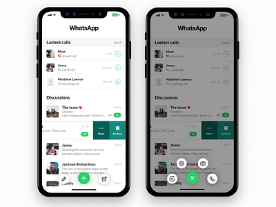 WhatsApp IphoneX app call chat iphonex menu message redesign social ui ux whatsapp white