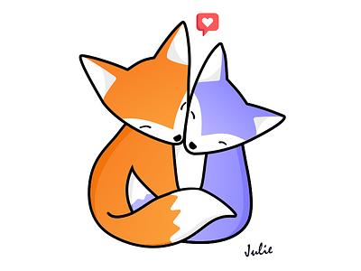 Foxes animal clean cute design easy fox foxes graphism illustration love orange purple renard sketch 2 two uix