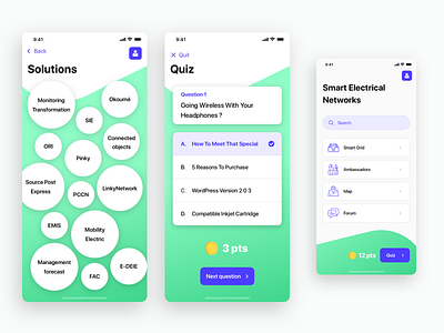 Interactive form app bullets design electrical files green ios iphonex navigation networks original quiz ux