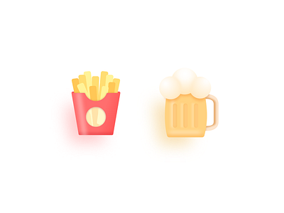 Team beer & French fries beer food fries frite icon illustration vector