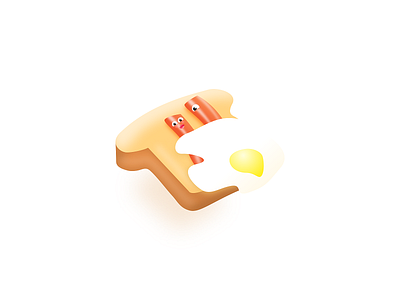 Live Breakfast bacon bread breakfast brioche bun bunny egg food fun illustration sausage sketch ui vector