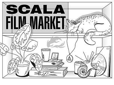 film market books camera cat cinema coffee film harry potter illustration market plant scala shelf