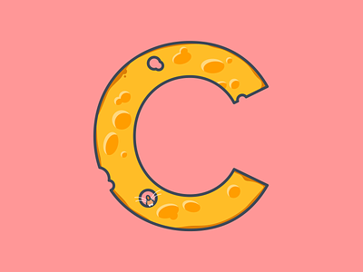 C is for... 36 days 36 days of type bite cheese food letter lettering lettering challenge mouse pastel type type art typeface typography vector