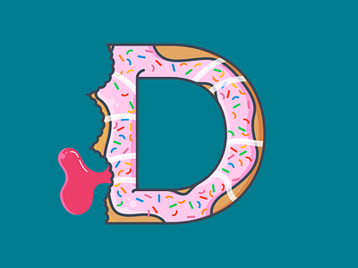 D for delicious! 36 days 36 days of type donut doughnut icing illustration letter lettering outline sprinkles sticker typeart typeface typography vector