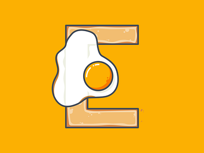 E for eggcellent 36 days 36 days of type design egg food icon illustration outline toast ui ux vector vector art yolk yum
