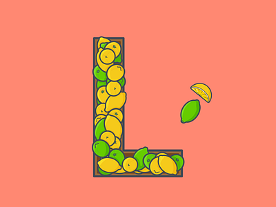 L is for... 36 days of type citrus coral crate fresh fruit juice lemon lemonade letter lettering lime peach type art typography