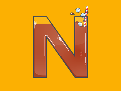 N is for... 36 days of type chocolate flat design ice ice cube illustration letter milk milkshake minimal nesquik outline straw typography vector