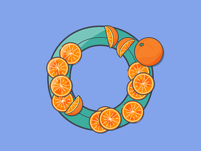 O is for... 36 days of type citrus cute illustration fruit illustration letter art lettering orange shadow texture typography vector