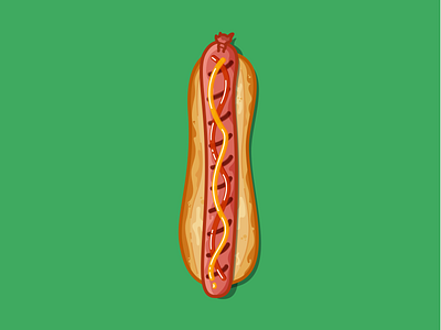 36 days of type - #1 36 days of type hotdog illustration junk food ketchup lettering mustard outline sausage sticker typography vector