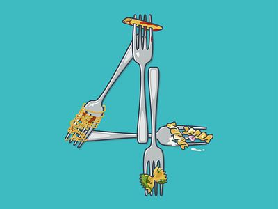 Fourks 36 days of type bolognese carbs flat design fork illustration italian letter lettering outline pasta pesto spaghetti vector