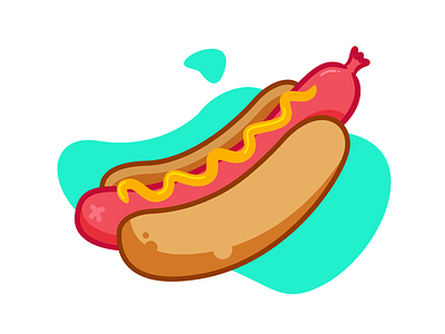 Hot dawg! bun cheat day flat design frankfurter hotdog icon iconography illustration junk food meal prep mustard outline snack vector weiner