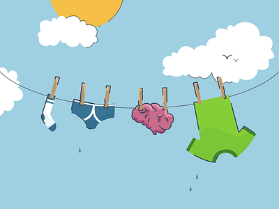 Watercolor washing line clipart, clothes line clipart By Cornercroft