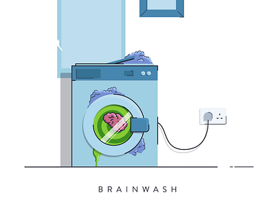 Brainwash 2d animation animation brain brainwash cycle flat design hypnosis hypnotic minimal motion design motion graphics spin vector washing machine