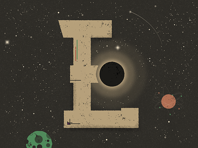 E for Eclipse - 36 Days of Type 36 days of type 36daysoftype eclipse flat design galaxy lettering planets shooting star space stars texture truegrittexturesupply typography vector