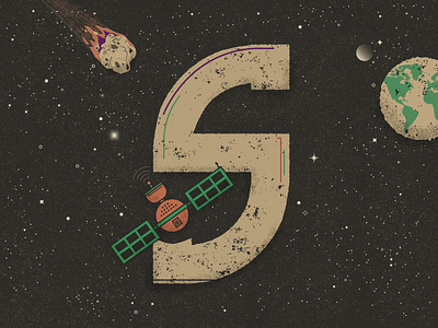S for Satellite - 36 Days of Type 36 days of type earth galaxy illustration lettering orbit planets satellite space stars text typography vector