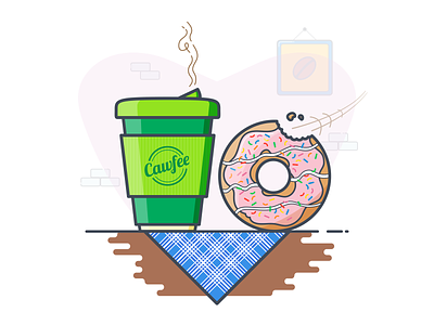 Match Made In Heaven cafe coffee and donut design doughnut drawing flat design icon illustration outline perfect match vector vector art