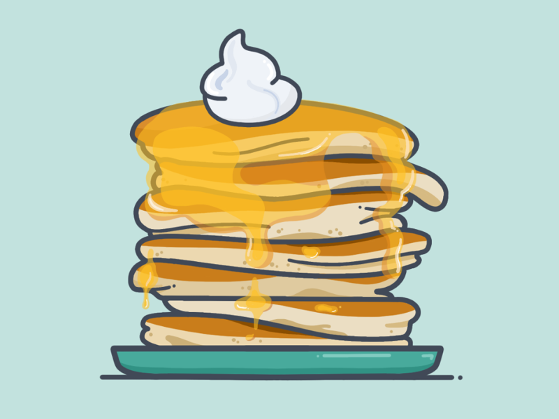 Who gives a crepe brunch breakfast stack flapjacks whipped cream syrup pancakes minimal illustration icon procreate vector