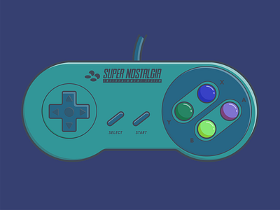 Super Nostalgia controller flat icon illustration mario minimal nintendo outline snes sticker switch vector