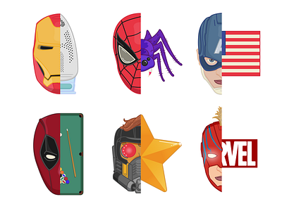 Squad Goals avengers captain america captain marvel deadpool endgame flat icon illustration iron man outline spiderman star lord superhero vector
