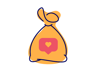 Swag bag bag icon illustration likes minimal mustard outline sack sticker string tie vector vector art