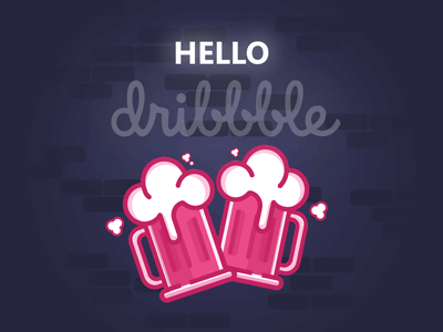 First Shot :) 2d animated beer cheers debuts dribbble first shot hello dribbble illustration neon