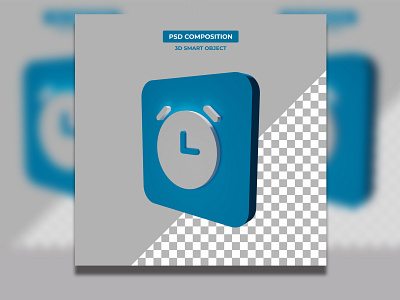 alarm icon 3d rendering transparent background second