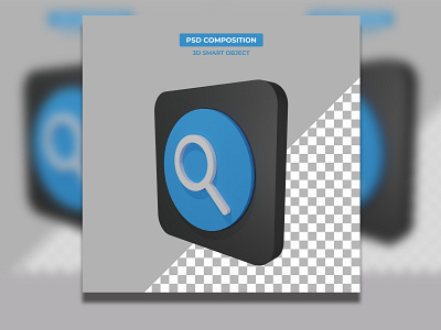 searching icon 3d rendering transparent background focus