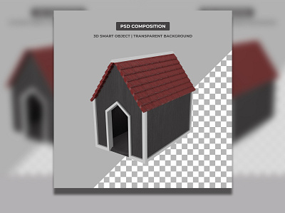 dog house 3d rendering transparent background empty