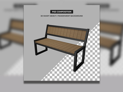 park bench 3d rendering transparent background exterior