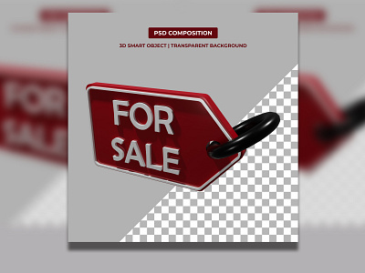 3d rendering tag for sale transparent background store