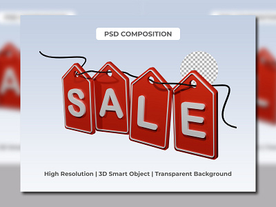 tag sale 3d rendering transparent background design