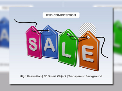 tag colorful sale 3d rendering transparent background sign