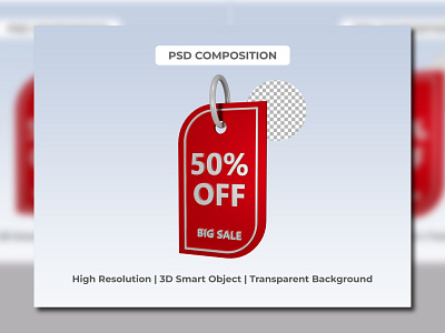 50 percent off discount big sale 3d rendering sell