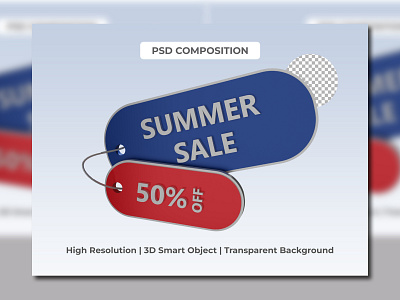 tag summer sale discount 50 percent 3d rendering percentage