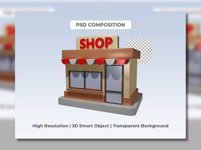 3d render of Store shop side view illustration package