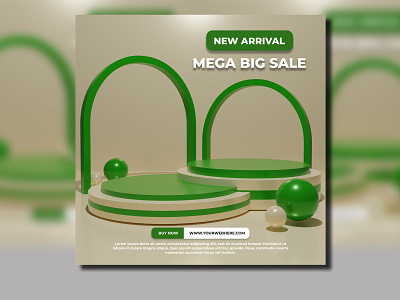 3d green podium, luxury background for product display mockup