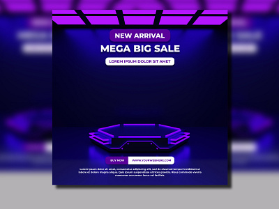 3d render futuristic neon glow podium stage product display product