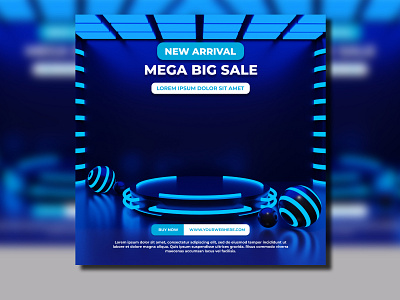 3d render futuristic neon glow podium stage product display product