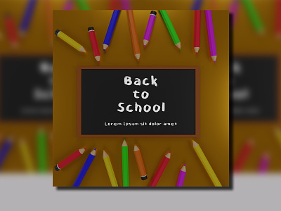3d render of back to school illustration with pencil, blackboard book