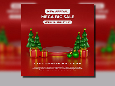 3d render of merry christmas and happy new year for product decoration