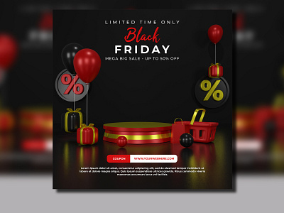 3d render Black friday special offer promotion for instagram store