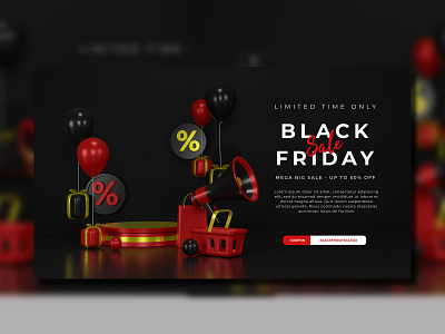 3d render of podium special offer black friday for banner stand