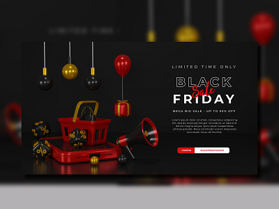 3d render of discount promotion black friday for banner template holiday