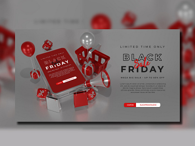 3d render of phone mockup black friday special offer for banner design