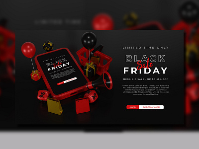 3d render of phone mockup for black friday special offer banner design